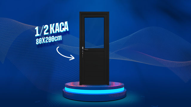 Pintu UPVC 1/2 Kaca – Hitam