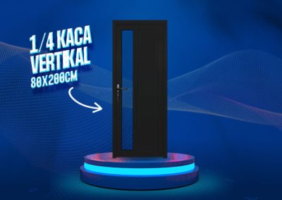 Pintu UPVC 1/4 Kaca Vertikal – Hitam