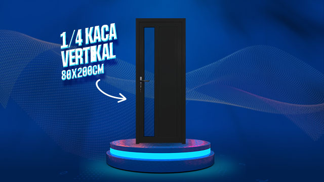 Pintu UPVC 1/4 Kaca Vertikal – Hitam