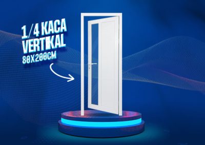 Pintu UPVC 1/4 Kaca Vertikal – Putih