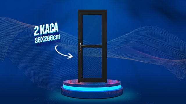 Pintu UPVC 2 Kaca – Hitam