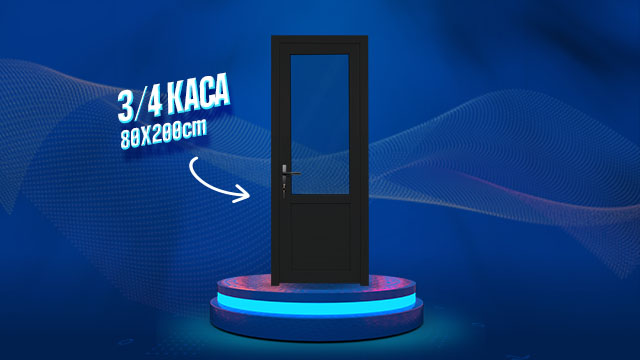 Pintu UPVC 3/4 Kaca – Hitam