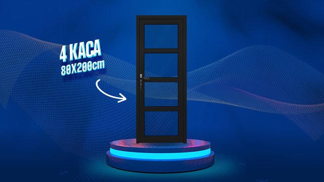 Pintu UPVC 4 Kaca Hitam