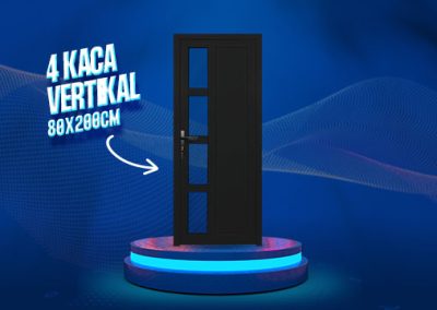 Pintu UPVC 4 Kaca Vertikal Hitam